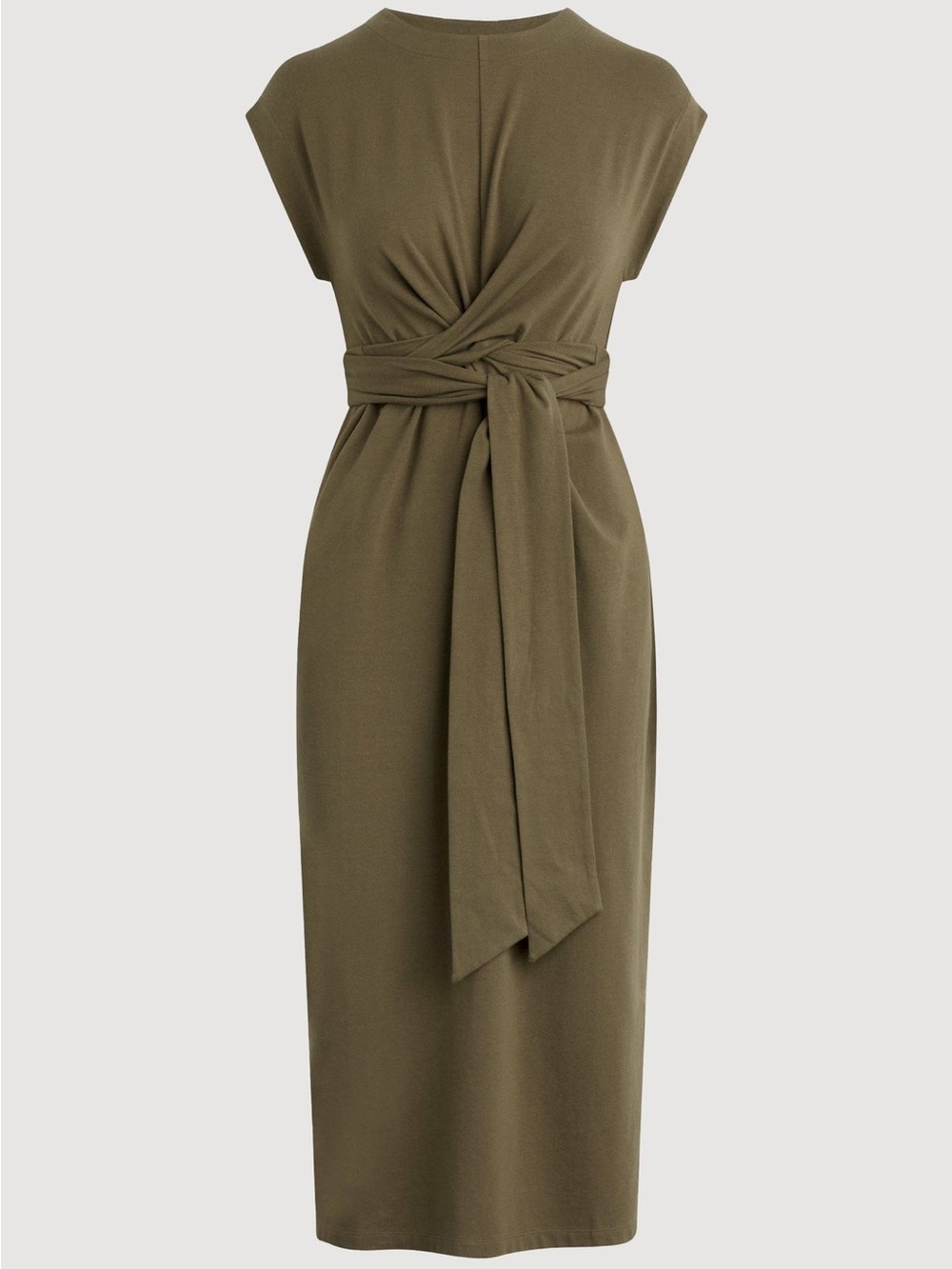 Modern Citizen Olive Green Cap Sleeve Fei Tie-Front Organic Cotton Dress Medium - Picture 5 of 10